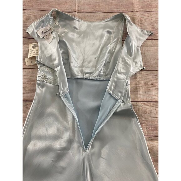 NWT Michaelangelo David's Bridal Ice Blue Satin Sleeveless Dress - 12 - Picture 12 of 14